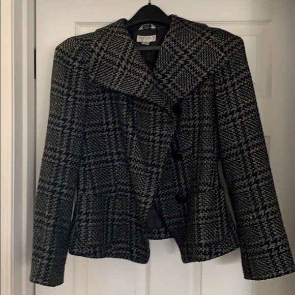 Talbots black plaid tweed blazer sz 10 - Picture 4 of 8